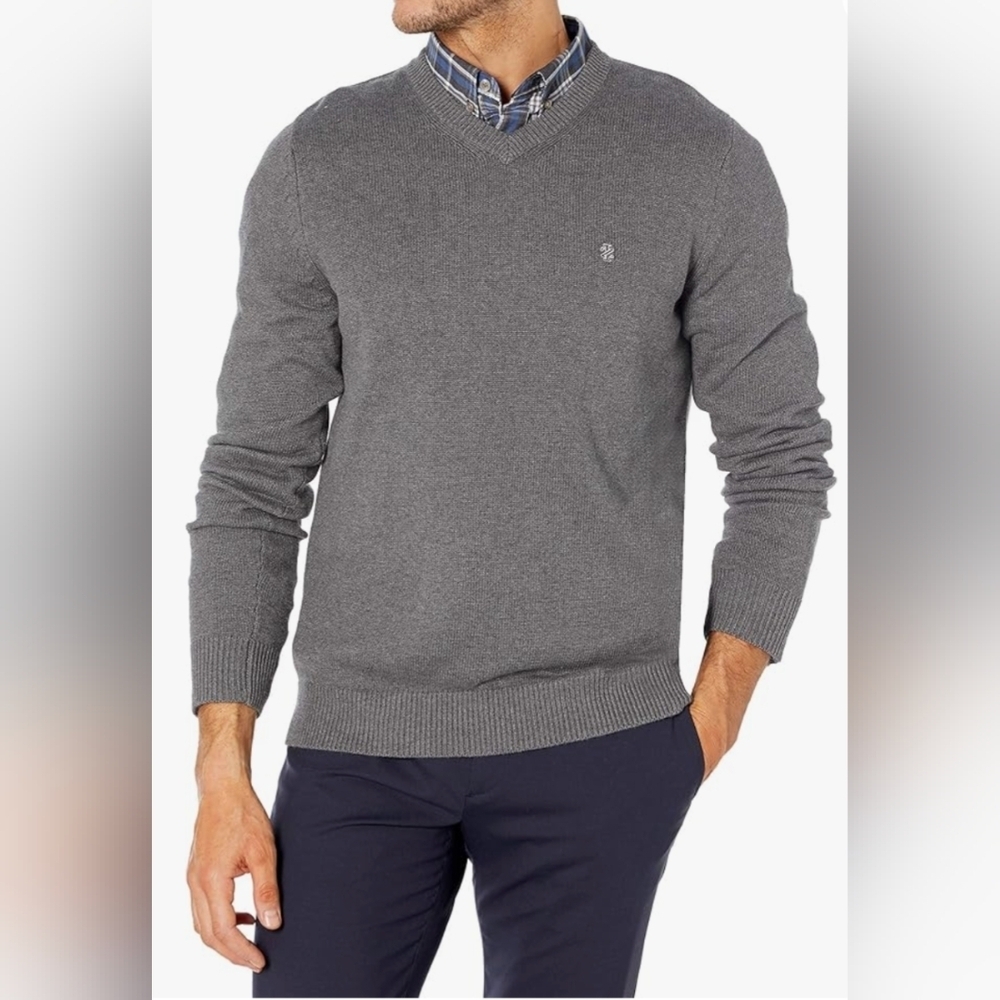 IZOD Yellow V Neck Long Sleeves Cotton Sweater Size L NWT MSRP $50